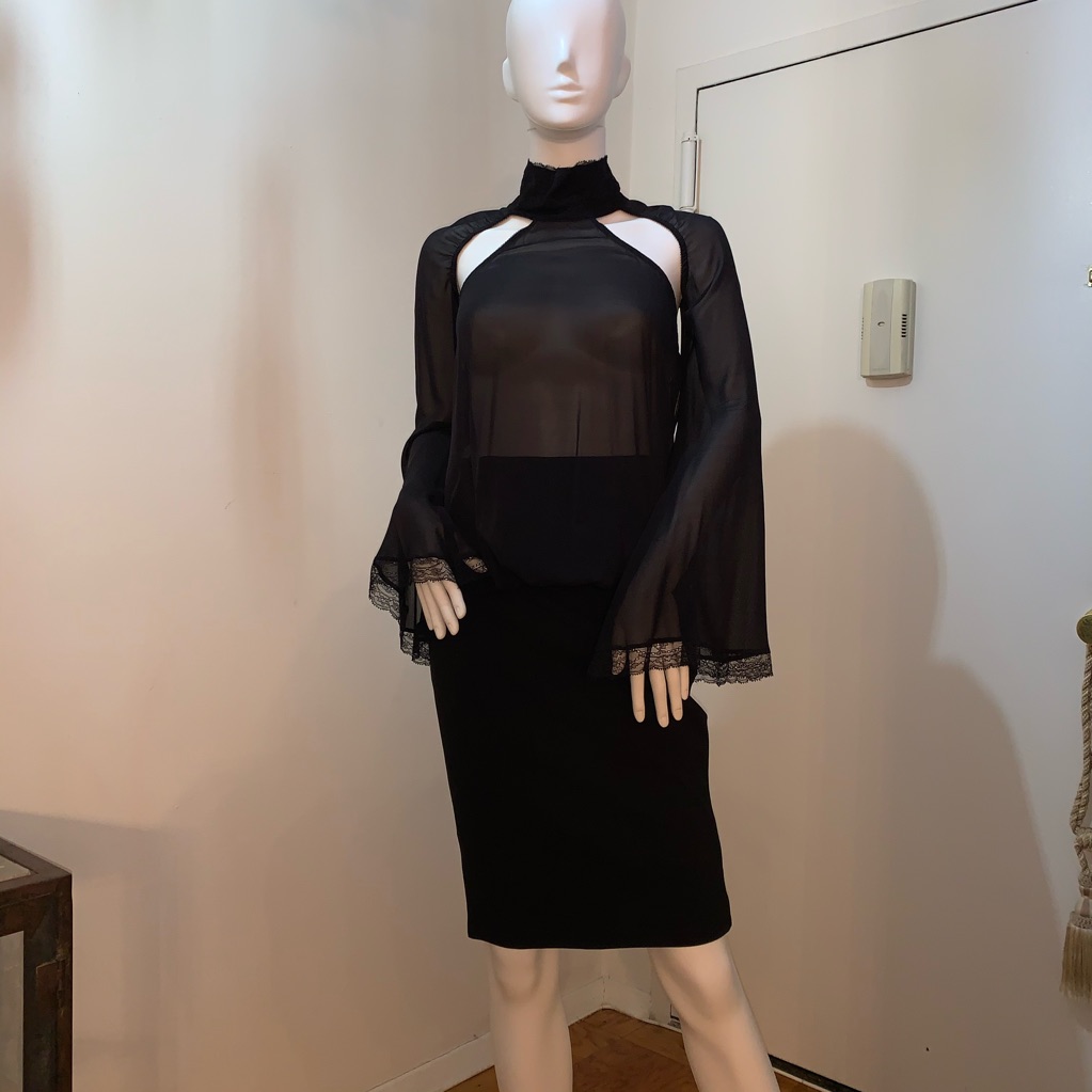 Flavio Castellani Black Silk Sheer Blouse